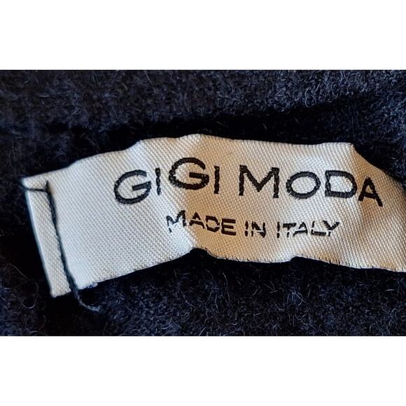 GIGI MODA made in Italy Chocker Cut out Collar Balloon Sleeve Black Sweater S - Picture 2 of 8